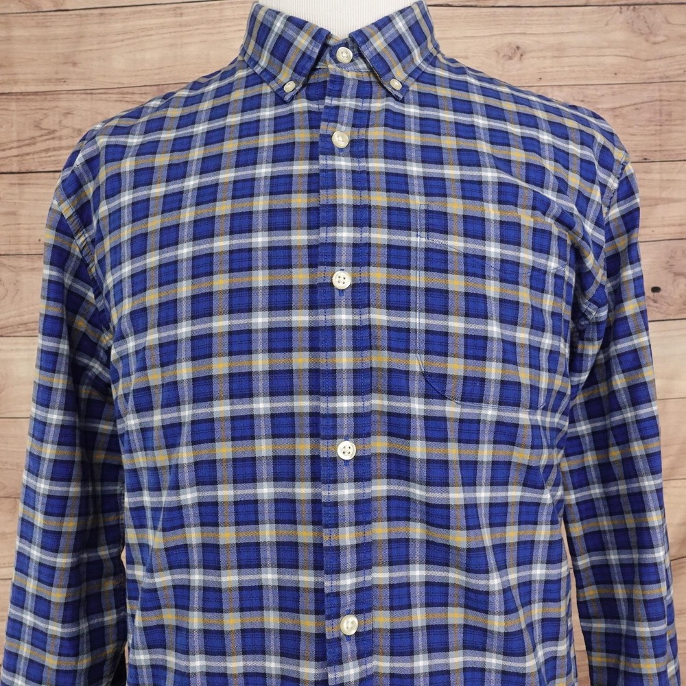 Gap Shirt Mens XL Blue Plaid Long Sleeve Button-Up Cotton Casual Pocket